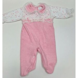 VTG Baby Terry Sleeper Footed Pajamas Baby Size 0-3 Month Terry Cloth Heart B12
